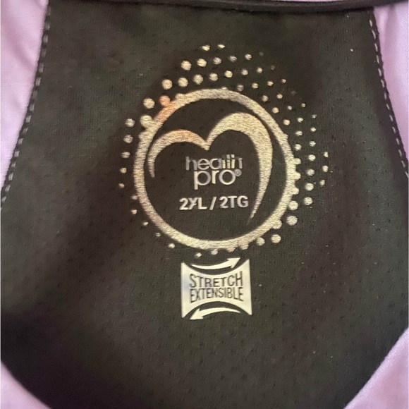 Health Pro Scrub Top Size 2XL 100% Cotton Black and Purple - Picture 2 of 2